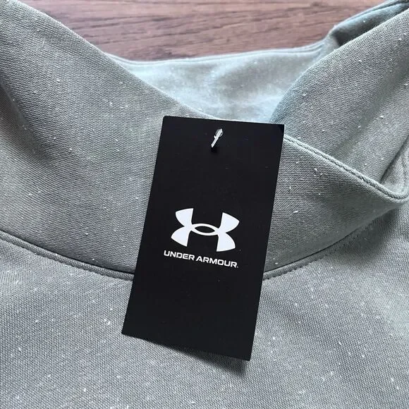 Under Armour Rival Fleece Wrap Neck Pullover Green Gray Speckled Womens Medium - Picture 4 of 15